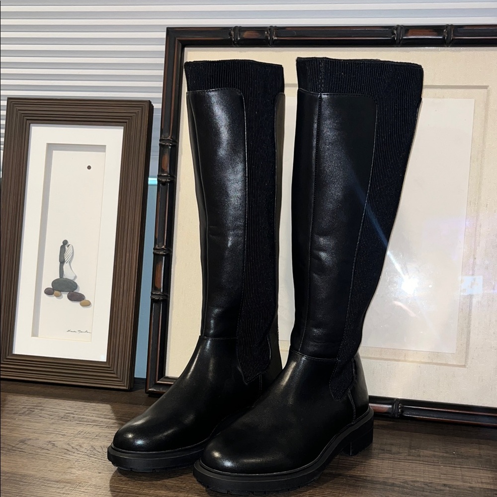 On 34th Women's Tamira Black Stretch Tall Round Toe Riding Boots sz 5 NWOB